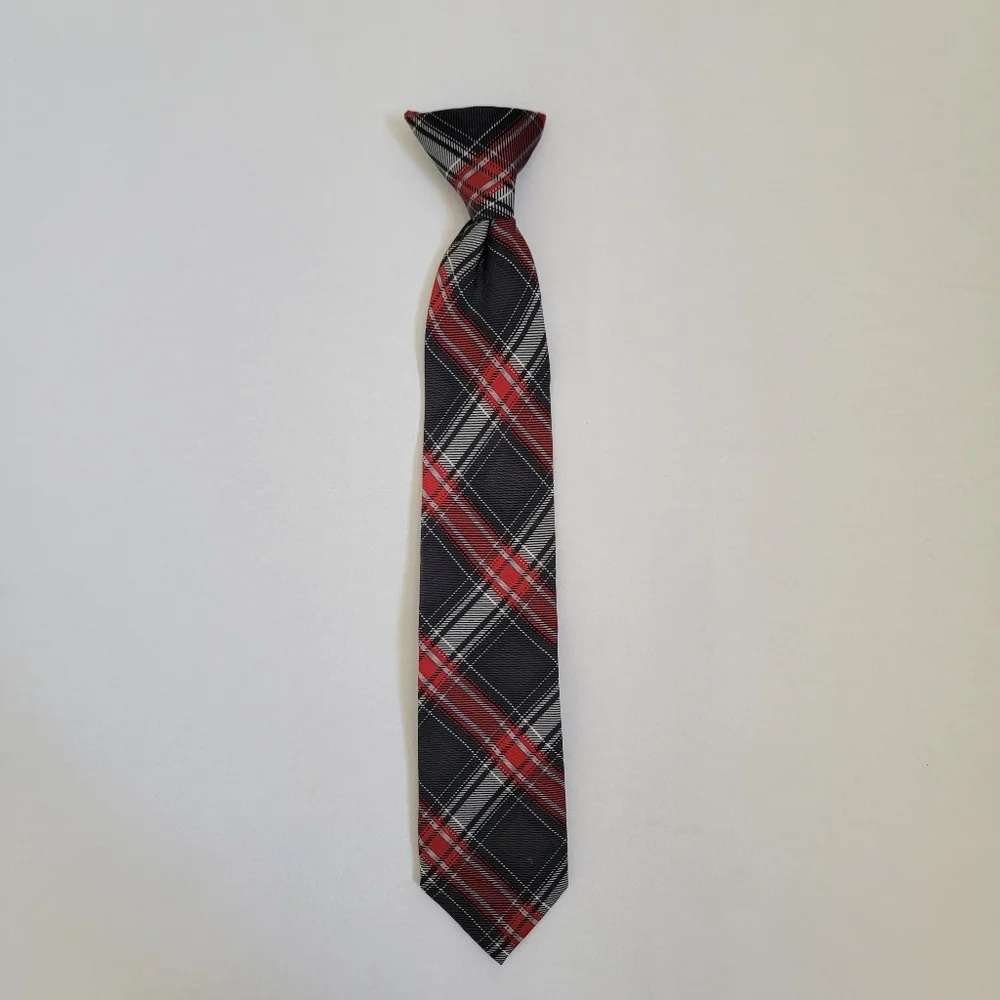 Chaps Plaid Clip On Boy's Tie
